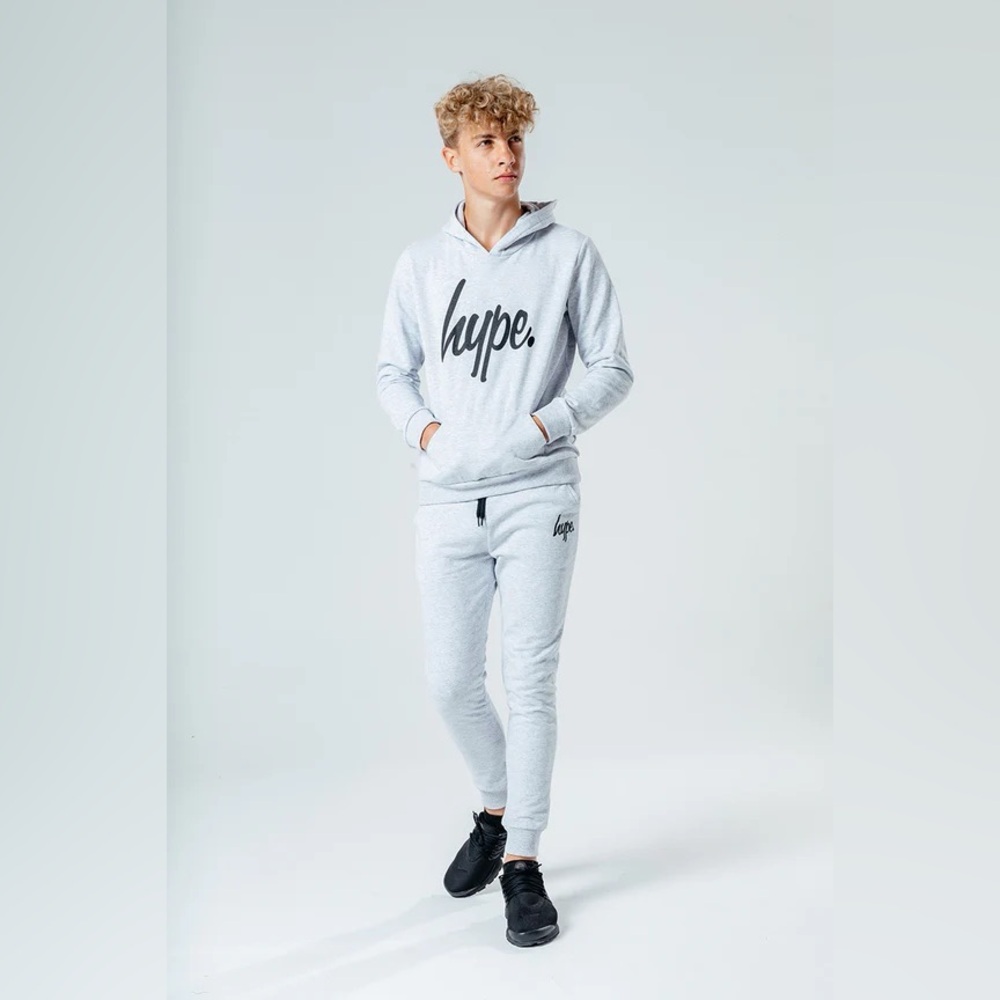 Hype Kids Unisex Light Grey Logo Script Print Sweatpants